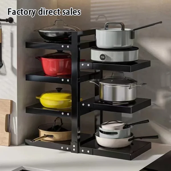 Multi-Layer Kitchen Pot Rack Adjustable Under Sink Holder Countertop Tableware Storage Shelf Save Space Household Cabinet Rack