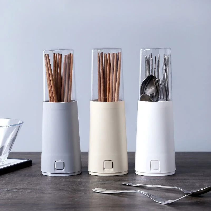 Japanese Chopsticks Holder Cutlery Storage Box with Lid Tableware Box Dust Drain Rack Chopstick Cage Kitchen Hone Drying Tools