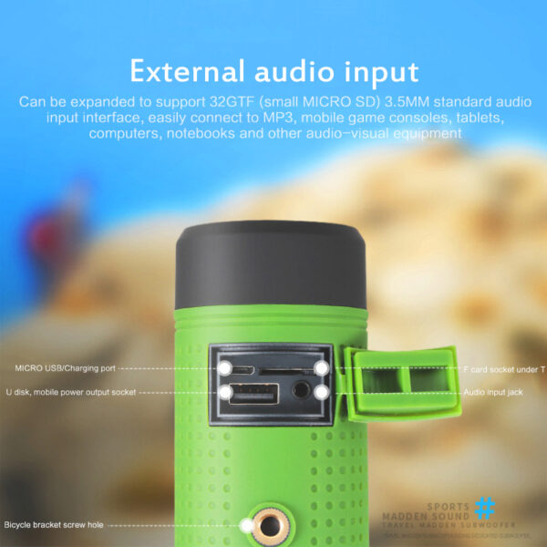 Mini Bicycle Outdoor Bluetooth Speaker Card Radio Flashlight Stereo Handsfree Call Loudspeaker - Image 3